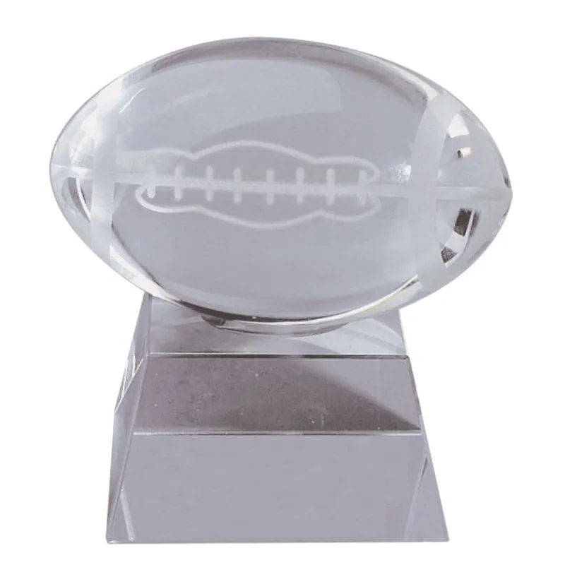 Pokal & Glasblock^Fan Unikate American Footbball Glas Pokal 8cm inkl Glassockel und Geschenkverpackung