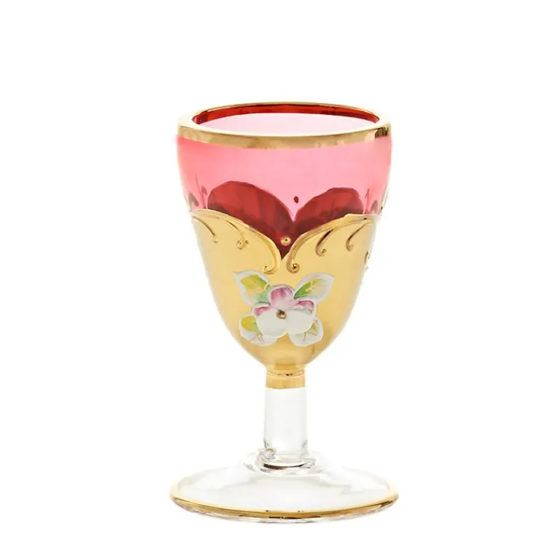 Likör & Wodkagläser|Farbige Gläser^Art Glass Aperitivbecher Red Queen 50 ml, Blau/Gold/Weiß, aus Glas