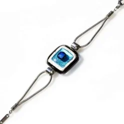 Armband|Fusing Glasschmuck^Cristalica Armband mit Glasstein Blue Dot Fusing