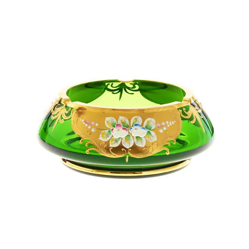 Männer|Aschenbecher^Art Glass Aschenbecher Green Queen 18 cm, Grün/Gold, aus Glas