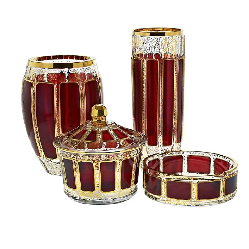 Männer|Aschenbecher^Art Glass Ascher Red Queen 240 ml, Rot/Gold, aus Glas