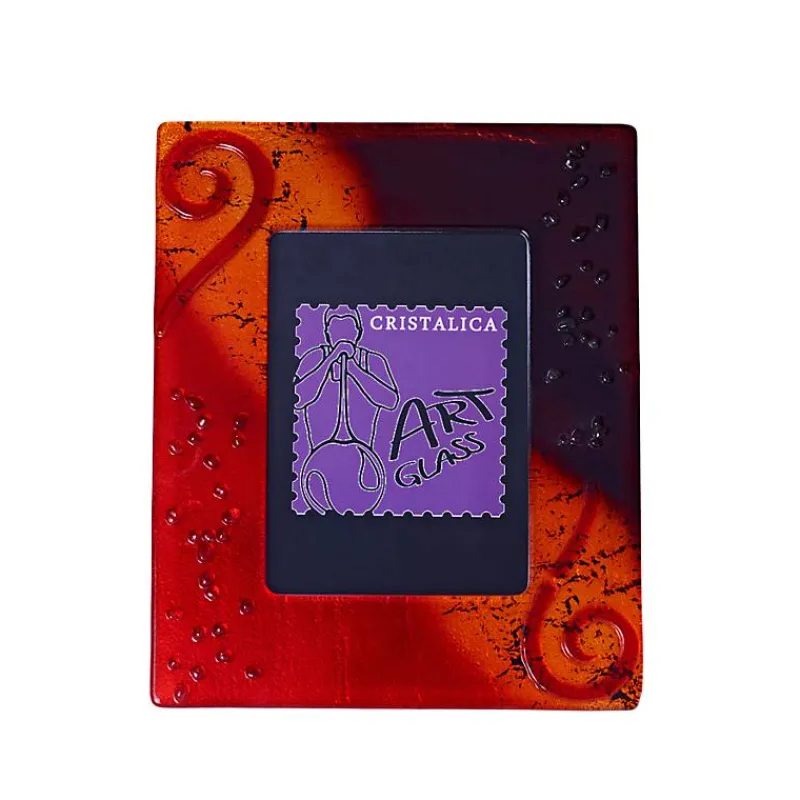 Bilderrahmen^Art Glass Bilderrahmen Fotorahmen Photo Frame Format 13x18cm Deko Fusing Glas rot Handmade