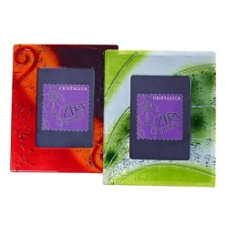 Bilderrahmen^Art Glass Bilderrahmen Fotorahmen Photo Frame Format 13x18cm Deko Fusing Glas rot Handmade