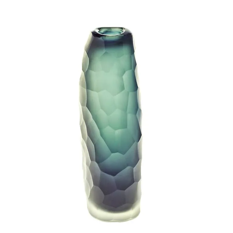 Frauen|Vasen^Art Glass Blütenvase Mini Blumen Tischvase Dekoration Moonlight Höhe 18cm grau Handmade