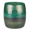 Kerzenhalter|Blumentopf^Gift Company Blumenvase Glas Übertopf Perlmutt grau/grün 22cm