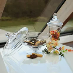 Pokal & Glasblock|Frauen^Cristalica Kingdom Bonboniere Pokal Famous 24cm Keksdose Gefäß mit Deckel Vorratsdose Klarglas