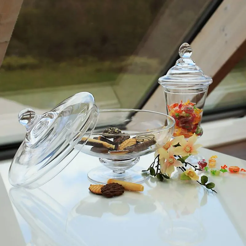 Pokal & Glasblock|Frauen^Cristalica Kingdom Bonboniere Pokal Famous 24cm Keksdose Gefäß mit Deckel Vorratsdose Klarglas