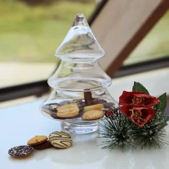 Bonbonieren|Xxl^Cristalica Kingdom Bonboniere Tannenbaum Famous 24cm Keksdose Gefäß mit Deckel Vorratsdose Klarglas