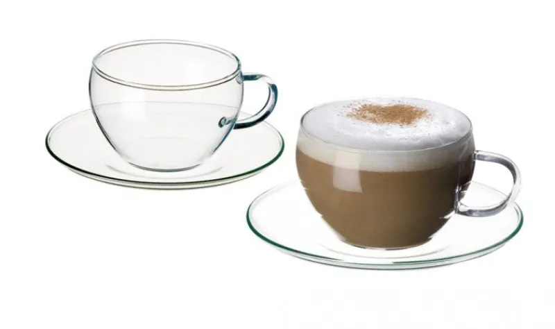 Tassen|Gläserset^Cristalica Cappuccinotasse mit Unterteller 4er Set