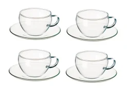 Tassen|Gläserset^Cristalica Cappuccinotasse mit Unterteller 4er Set