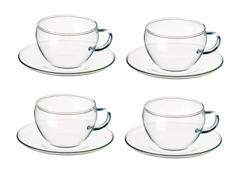 Tassen|Gläserset^Cristalica Cappuccinotasse mit Unterteller 4er Set