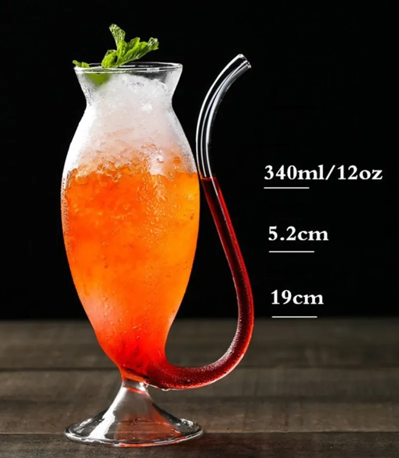 Cocktailgläser^Cristalica Cocktail Glas mit Strohalm Transparent