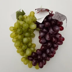 Kunstblumen^Cristalica Deko Weintrauben mit Blättern weiß, rot