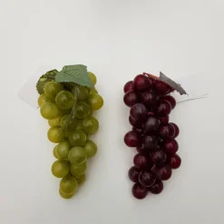 Kunstblumen^Cristalica Deko Weintrauben mit Blättern weiß, rot