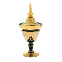 Dosen^Art Glass Dose mit Deckel Black Queen 36 cm, Gold/Braun, aus Glas