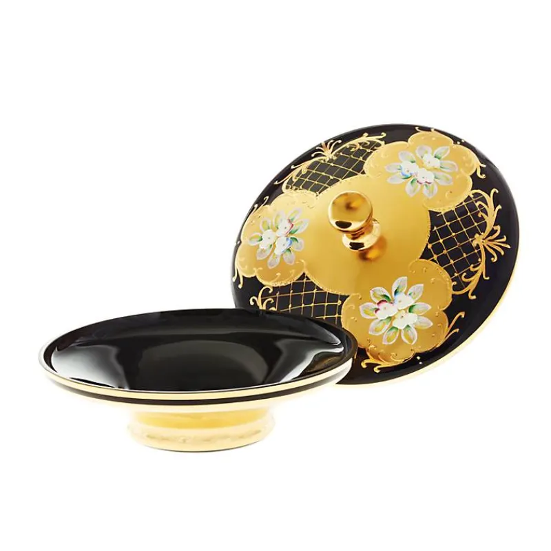 Dosen^Art Glass Dose mit Deckel Black Queen 22 cm, Gold/Braun, aus Glas