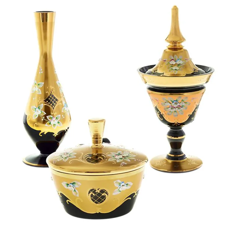 Dosen^Art Glass Dose mit Deckel Black Queen 16 cm, Gold/Braun, aus Glas