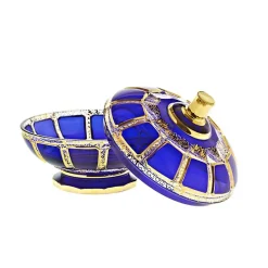 Dosen^Art Glass Dose mit Deckel Blue Queen 15,5 cm, Blau/Gold, aus Glas