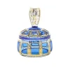 Dosen^Art Glass Dose mit Deckel Blue Queen 11,5 cm, Blau/Gold, aus Glas