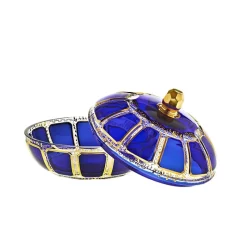 Dosen^Art Glass Dose mit Deckel Blue Queen 18 cm, Blau/Gold, aus Glas