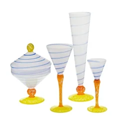 Ostern|Ostern^Art Glass Dose mit Deckel mit Ringen,Spiral Chaos 18,5cm, aus Glas