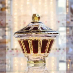 Dosen^Art Glass Dose mit Deckel Red Queen 18 cm, Rot/Gold, aus Glas