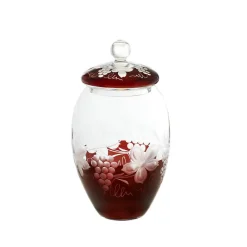 Dosen^Art Glass Dose mit Deckel Red Queen 24 cm, Weinrot, aus Glas