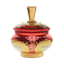 Dosen^Art Glass Dose mit Deckel Red Queen 19,5cm, Rot/Gold, aus Glas