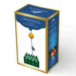 Halloween^Cristalica 2er Set Glas Kürbis Gelb/Bunt Höhe ca. 11cm, Gartendeko mit Solarlicht & Stab 46cm Handarbeit mit Verpackung