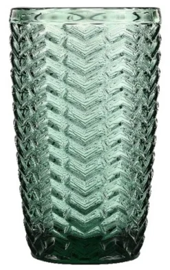 Longdrinkgläser^Cristalica 4er Set Longdrinkglas, Saftglas, Wasserglas Grün mit Gemischten Motive, ca. 380ml