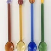 Besteck & Zubehör|Ostern^Cristalica 4er Set Marmeladenlöffel / Cocktaillöffel aus Glas, Länge ca. 14cm, Amber/ Blau/ Gelb/,Grün ,mit Früchte