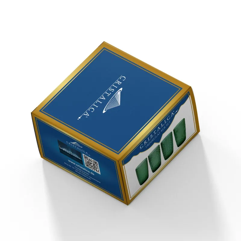 Saft- & Wassergläser^Cristalica 4er Set Trinkglas, Saftglas, Wasserglas Grün mit Gemischten Motive, ca. 300ml