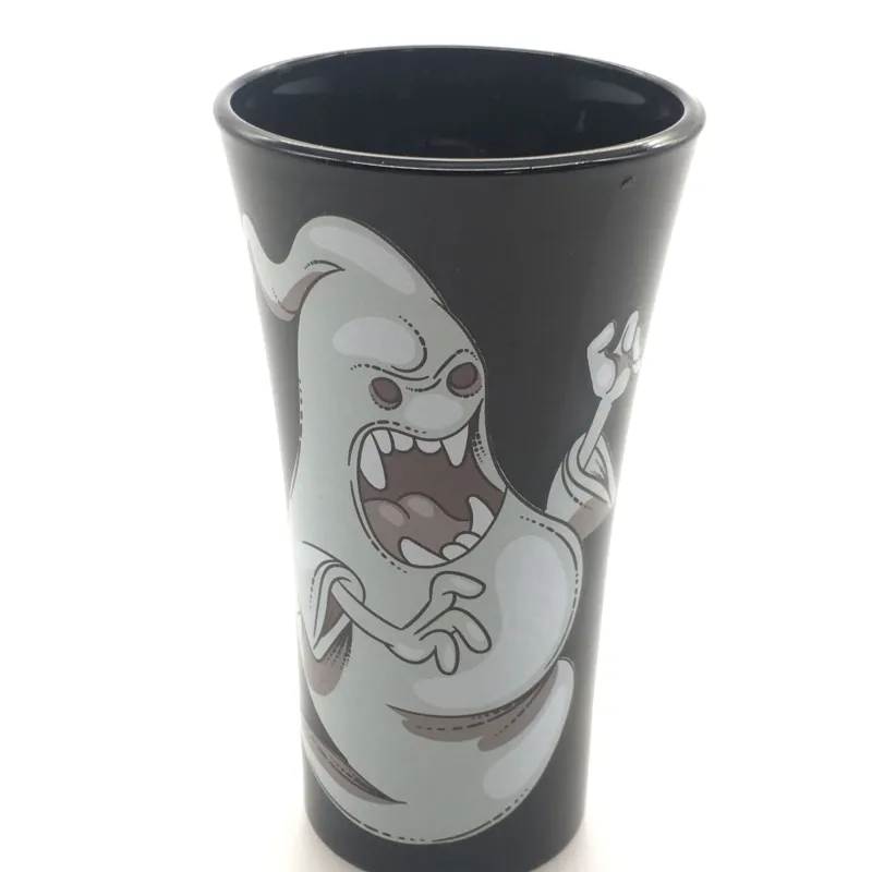 Kinder|Halloween^Cristalica 4er Set Trinkgläser mit Halloween Motiv, Schwarz/Weiß Höhe ca. 9,5cm