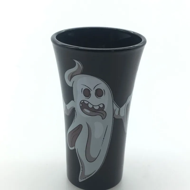 Kinder|Halloween^Cristalica 4er Set Trinkgläser mit Halloween Motiv, Schwarz/Weiß Höhe ca. 9,5cm