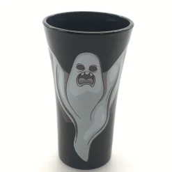 Kinder|Halloween^Cristalica 4er Set Trinkgläser mit Halloween Motiv, Schwarz/Weiß Höhe ca. 9,5cm
