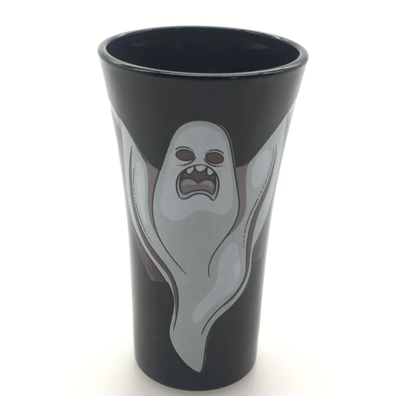 Kinder|Halloween^Cristalica 4er Set Trinkgläser mit Halloween Motiv, Schwarz/Weiß Höhe ca. 9,5cm