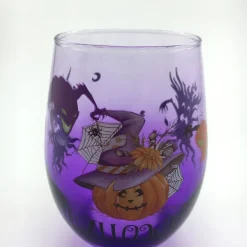 Kinder|Halloween^Cristalica 4er Set Trinkgläser mit Halloween Motiv, Lila Höhe ca. 12cm, 500ml