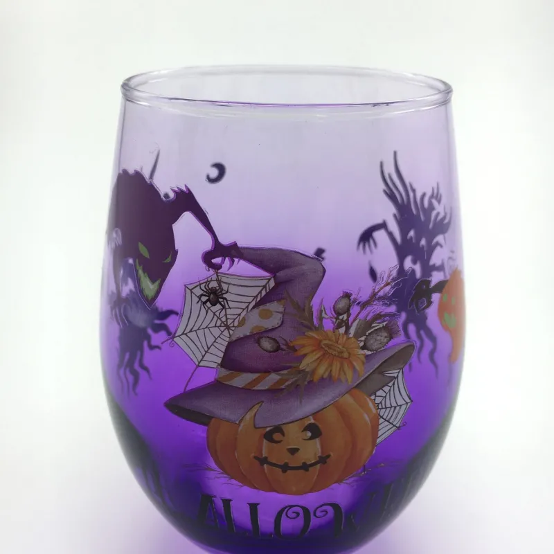 Kinder|Halloween^Cristalica 4er Set Trinkgläser mit Halloween Motiv, Lila Höhe ca. 12cm, 500ml