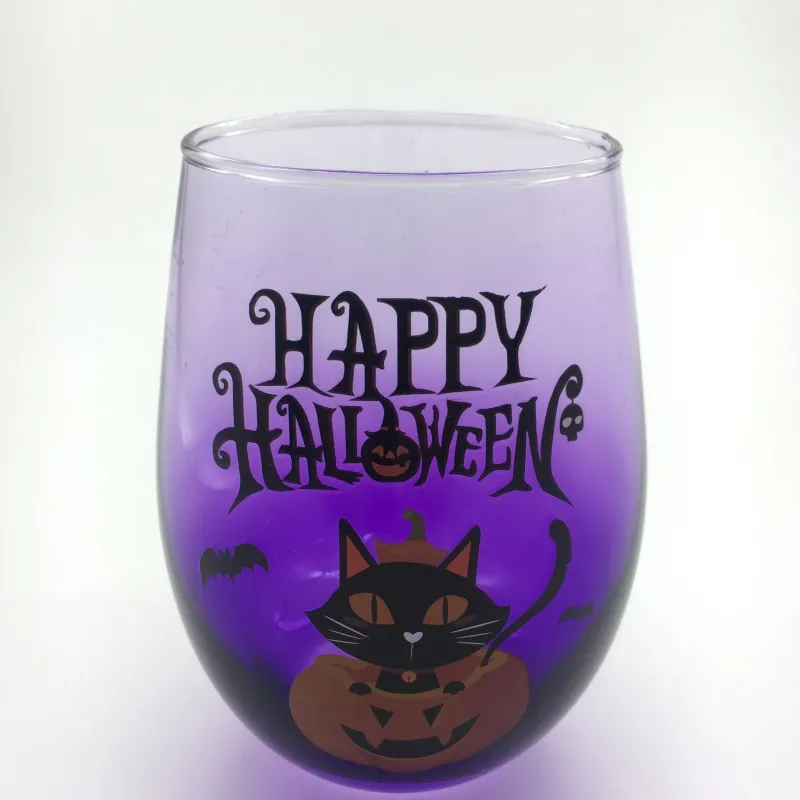 Kinder|Halloween^Cristalica 4er Set Trinkgläser mit Halloween Motiv, Lila Höhe ca. 12cm, 500ml
