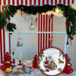 Teller & Platten|Kuchen & Torten^Cristalica 4er Set Weihnachtsteller mit Weihnachtsmann Motiv Keramik ca. 20,5cm Weiß/Rot/Grün