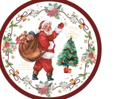 Teller & Platten|Kuchen & Torten^Cristalica 4er Set Weihnachtsteller mit Weihnachtsmann Motiv Keramik ca. 20,5cm Weiß/Rot/Grün