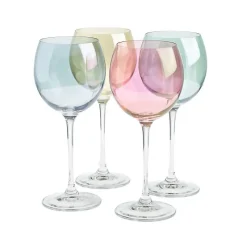 Weingläser^Art Glass 4er Set Weingläser Weinglas Weinkelch Polka Pastellfarbend 20,5 cm