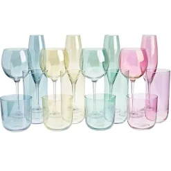 Weingläser^Art Glass 4er Set Weingläser Weinglas Weinkelch Polka Pastellfarbend 20,5 cm