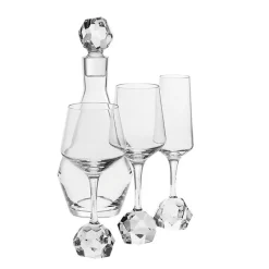 Karaffe & Dekanter^Fan Unikate Flasche mit Verschluss Basic Diamonds 1000ml, Transparent, aus Bleikristall