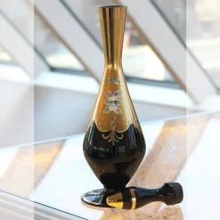 Karaffe & Dekanter^Art Glass Flasche mit Verschluss Black Queen 500 ml, Gold/Braun, aus Glas