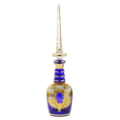 Karaffe & Dekanter^Art Glass Flasche mit Verschluss Blue Queen, Blau/Gold, aus Glas