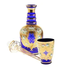 Karaffe & Dekanter^Art Glass Flasche mit Verschluss Blue Queen, Blau/Gold, aus Glas