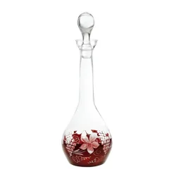 Karaffe & Dekanter^Art Glass Flasche mit Verschluss Red Queen 1000 ml, Weinrot, aus Glas