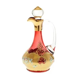 Karaffe & Dekanter^Art Glass Flasche mit Verschluss Red Queen 750 ml, Rot/Gold, aus Glas