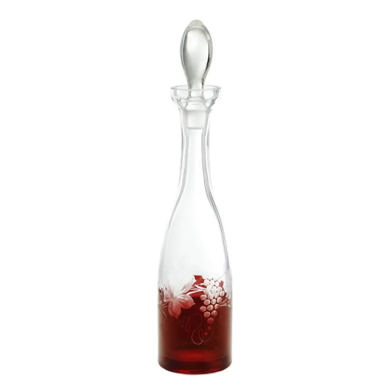 Karaffe & Dekanter^Art Glass Flasche mit Verschluss Red Queen 1000 ml, Weinrot, aus Glas